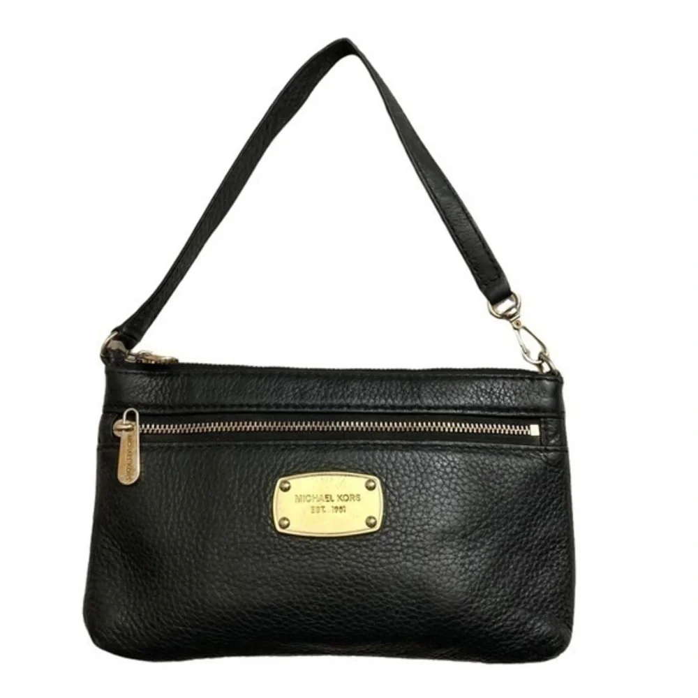 Michael kors black leather mini bag wristlet adorable